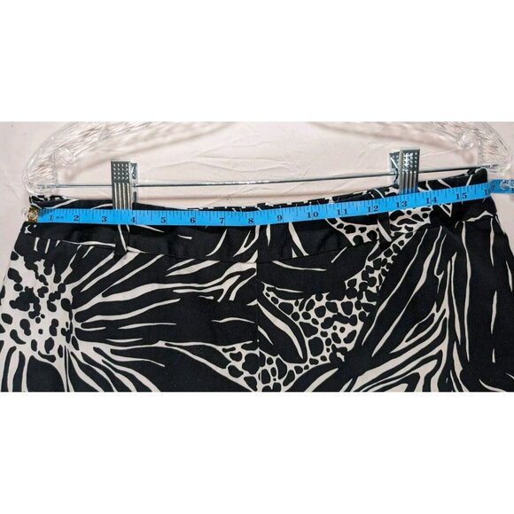 Talbots Black White Floral High Rise Wide Leg Stretch Capri Pant Womens 14 - Picture 3 of 9